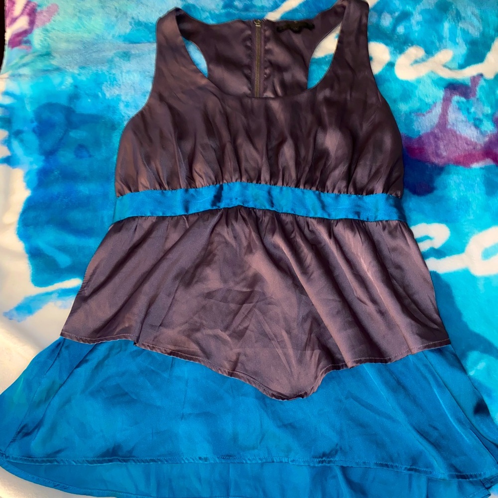 Lucca couture Purple & Blue zip up back blouse